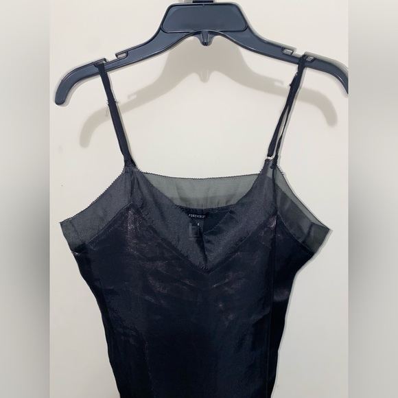Shiny black camisole, tank top cami for work or going out - Picture 2 of 3